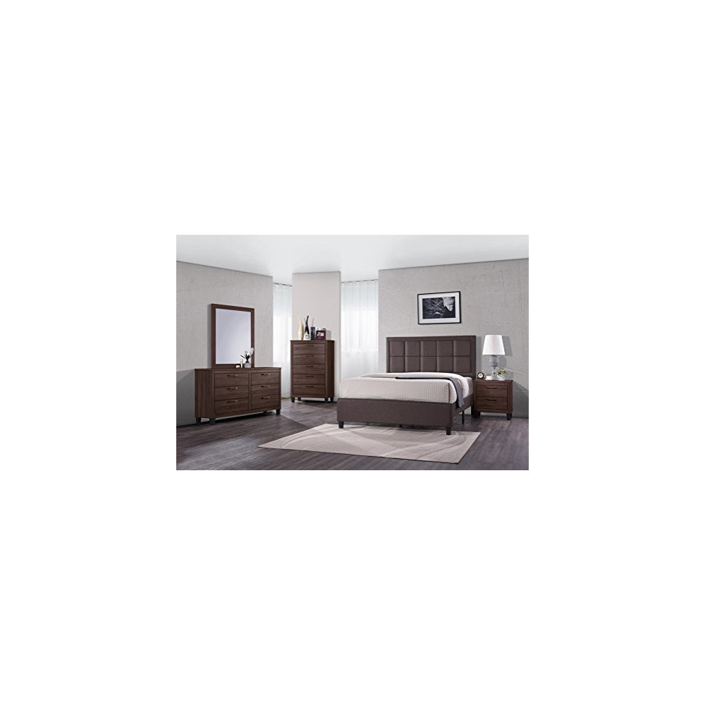 GTU Furniture 4Pc Queen Size Wood Bedroom Set, Bed + Night Stand + Mirror + Dresser  Old Wood 