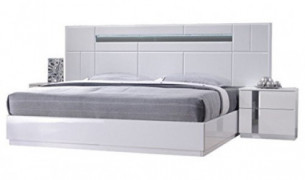 J&M Furniture Palermo Contemporary King Bedroom Set in White, 5-Piece
