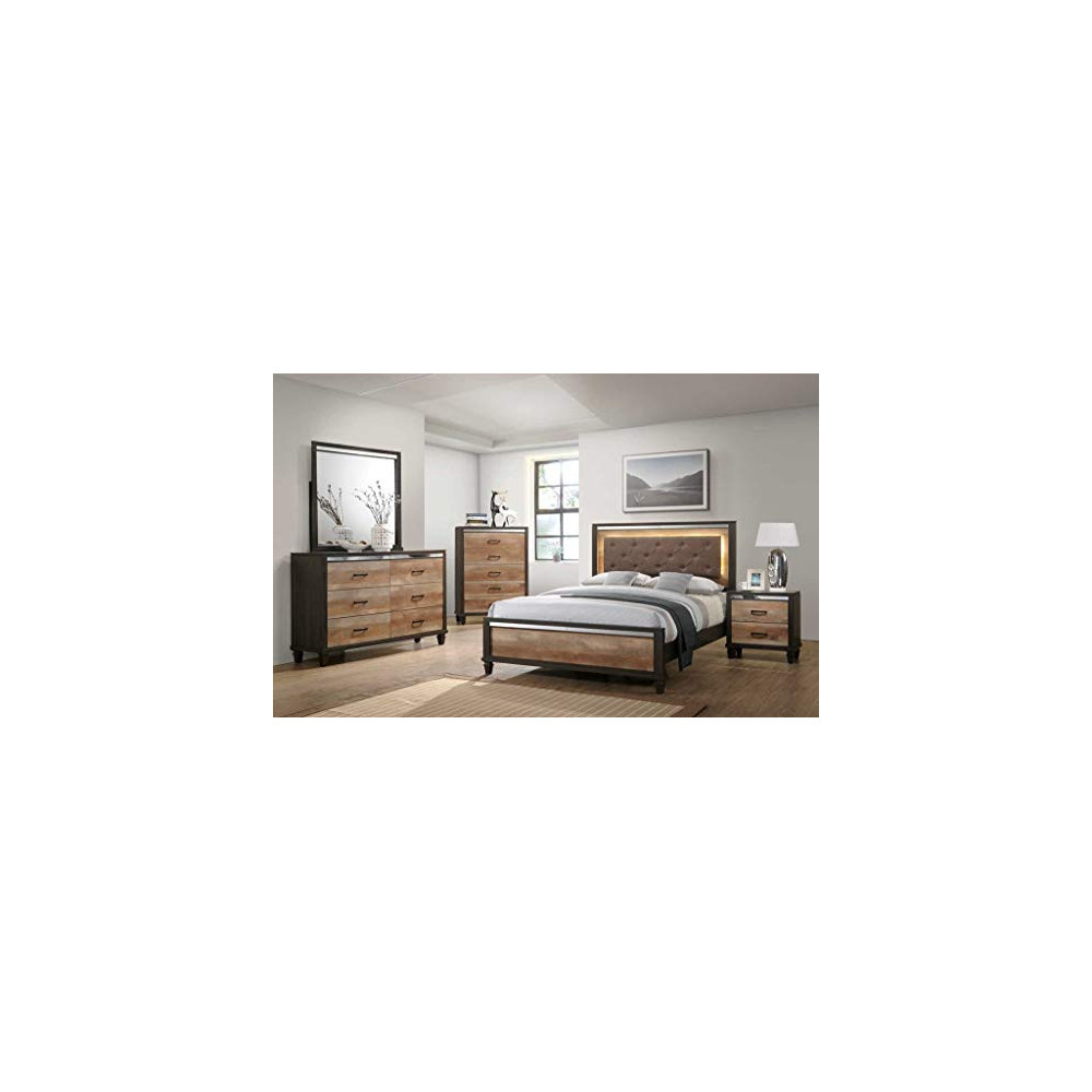 GTU Furniture Striking Two Tone Wooden 5Pc King Bedroom Set K/D/M/N/C 