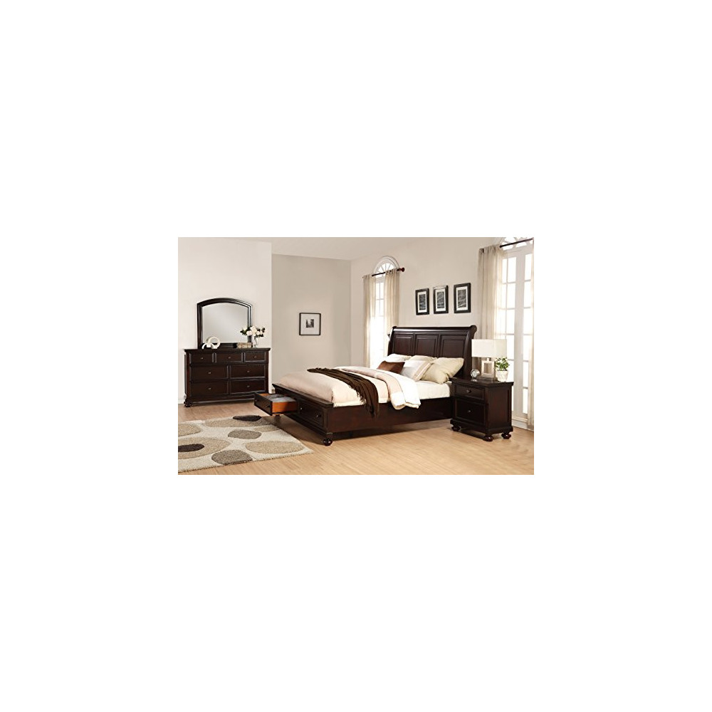 Roundhill Furniture Brishland Storage Bed Room Set, Queen, Rustic Cherry