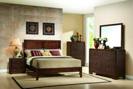 Giantex 5 Piece Wood Bedroom Sets Bed Frame Storage End Table Dresser Mirror Chest Nightstand  Dark Brown, Queen Size 5 Piece