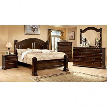 Carefree Home Furnishings Burleigh Transitional Style Cherry Finish King Size 6-Piece Bedroom Set
