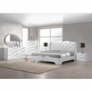 Best Master Furniture 5 Pcs Modern Lacquer Bedroom Set, Queen, White