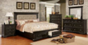 Roisin Transitional Style Wire Brushed Black Finish King Size 6-Piece Bedroom Set