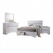 acme White Furniture Naima 4-Piece Storage Bedroom Set Queen