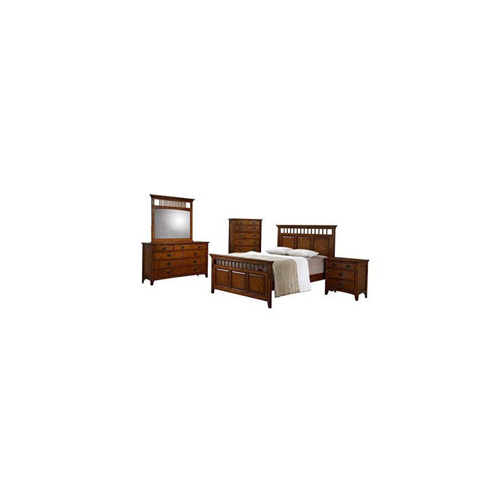 Sunset Trading Tremont Bedroom Set, King, Warm chestnut with satin gloss finish
