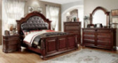 Furniture of America Archimedes 3-Piece English Style Bedroom Set with Nightstand and Chest, California King, Brown Cherry Fi