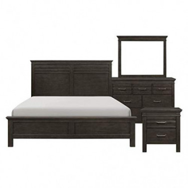 Blaire Farm Transitional Queen Bedroom Set in Charcoal Gray, 5-Piece