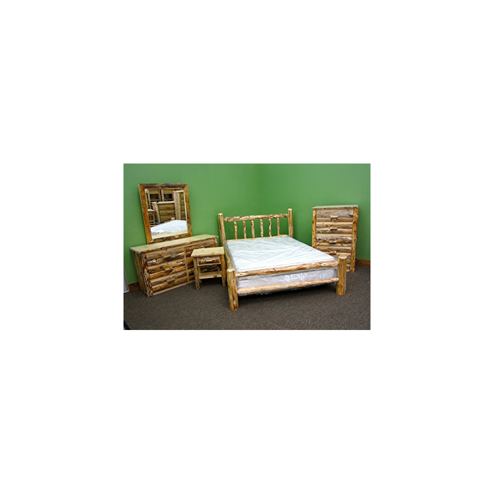 Rustic Pine Log Bedroom Suite - 5pc - King Log Bed