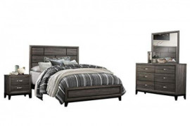 Davi Modern Eastern King Bedroom Set in Dark Gray, 5-Piece