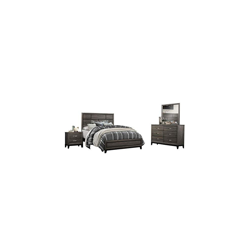 Davi Modern Eastern King Bedroom Set in Dark Gray, 5-Piece