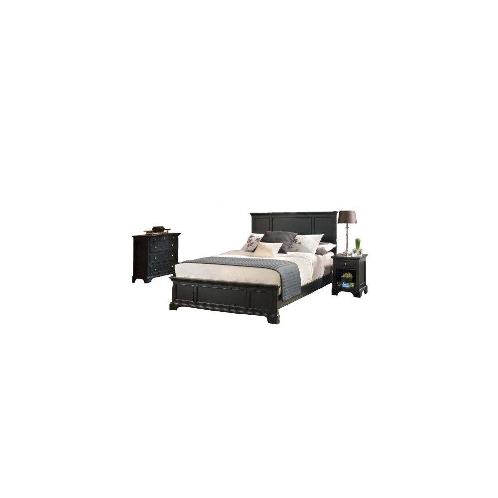 Bedford Black King Bed with Night Stand and Chest by Home Styles