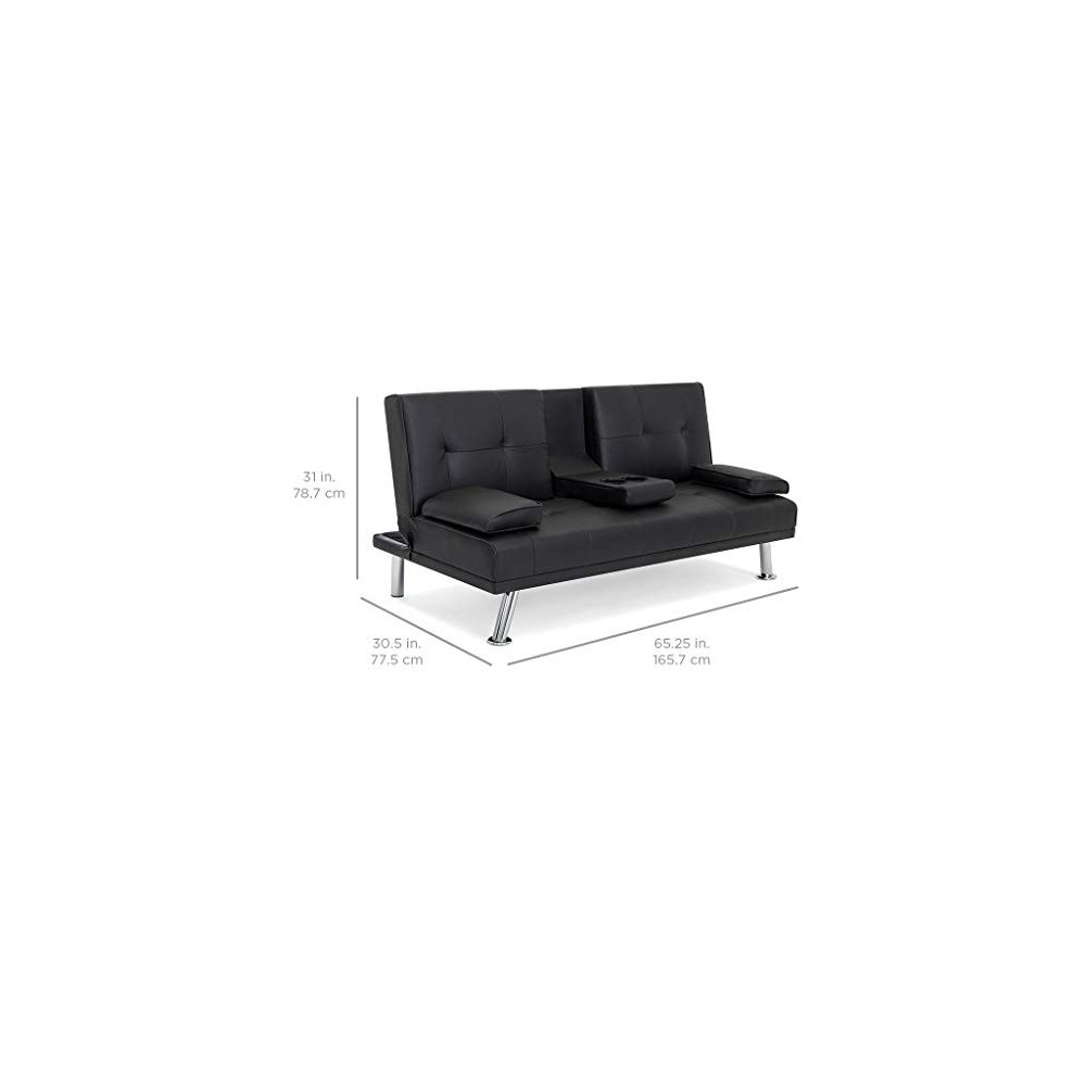 Best Choice Products Modern Faux Leather Convertible Futon Sofa