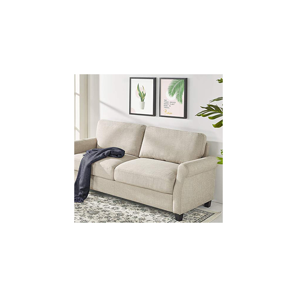 Zinus Josh Traditional Upholstered 77.5 Inch Sofa/Living Room Couch, Beige Weave