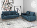Container Furniture Direct S5456 Mid Century Modern Velvet Upholstered Tufted Living Room Sofa, 69.68", Prussian Blue