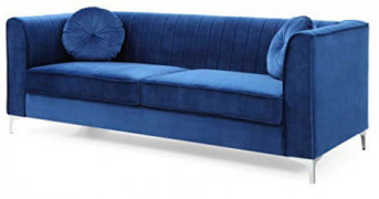 Glory Furniture Delray Sofa, Navy Blue. Living Room Furniture, 3 Seater
