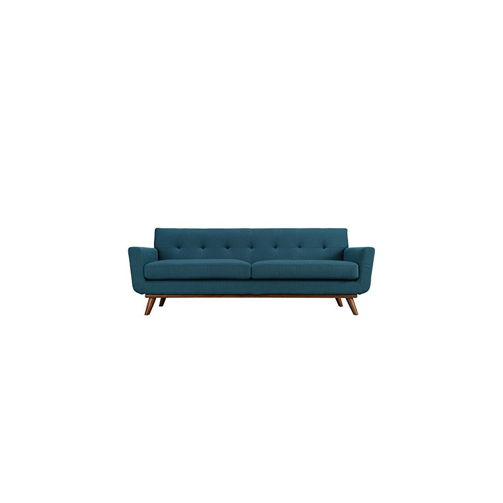 Modway Engage Mid-Century Modern Upholstered Fabric Sofa In Azure