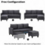 FCH L-Shape Convertible Sectional Sofa Couch Modern Upholstered Living Room Sectional Couch with Reversible Chaise  Dark Grey