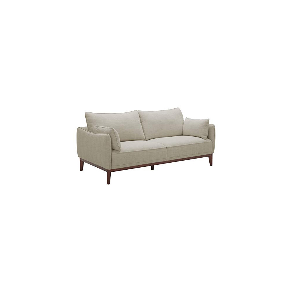 Amazon Brand – Stone & Beam Hillman Mid-Century Sofa with Tapered Legs and Removable Cushions, 78"W, Ivory
