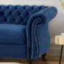 Christopher Knight Home 306027  Karen Traditional Chesterfield Loveseat Sofa, Navy Blue and Dark Brown, 61.75 x 33.75 x 27.75