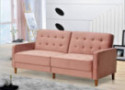 US Pride Furniture Stetson Velvet 80" Square Arms Sofa Bed Sofabed, Rose