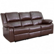 Flash Furniture Harmony Series Brown Leather Sofa with Two Built-In Recliners