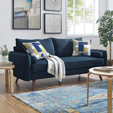 Modway Revive Contemporary Modern Fabric Upholstered Sofa In Azure