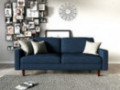 Container Furniture Direct Squared Mid Century Fabric Upholstered Living Room Sofa, 63", Dark Blue