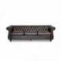 Vita Chesterfield Tufted Faux Leather Sofa with Scroll Arms, Brown
