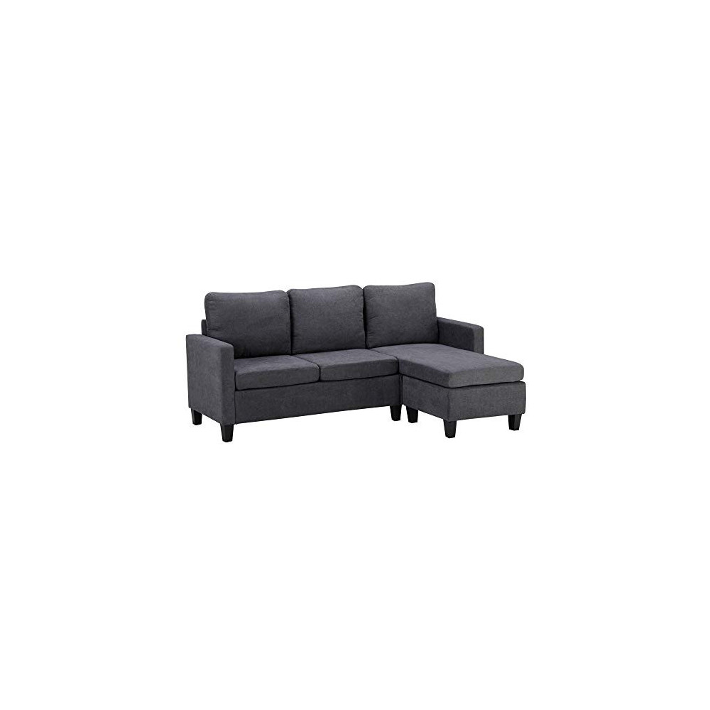 Bonnlo Convertible Sectional Sofa Compact 3-Seater Sectional Couch L-Shape Modern Upholstered Sofa Couch with Reversible Sect