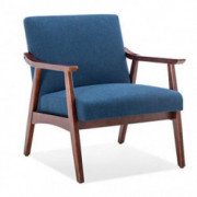 BELLEZE Mid-Century Modern Accent Armchair Solid Hardwood Upholstered Linen Lounge Chair, Navy Blue