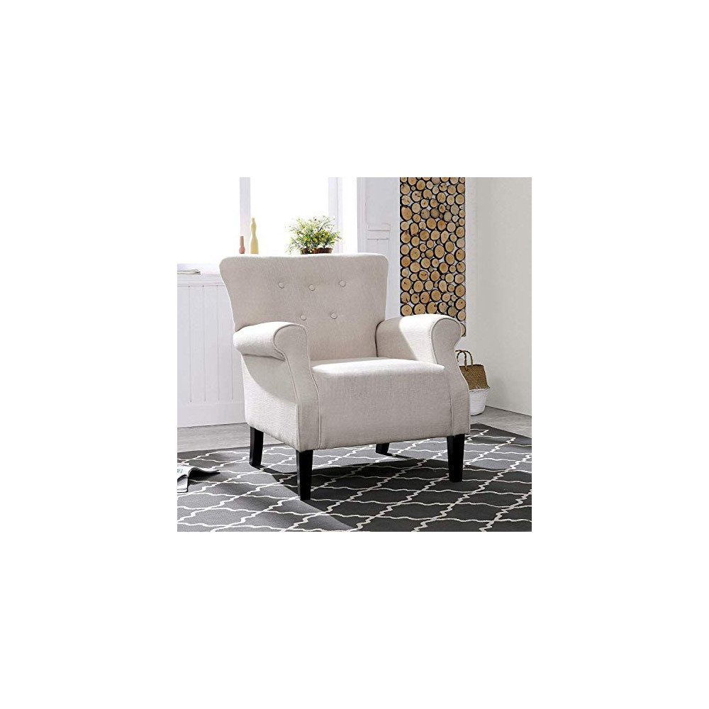 LOKATSE HOME Accent Arm Chair Mid Century Upholstered Single Sofa Modern Comfortable Furniture Pine Wood legs for Living Room