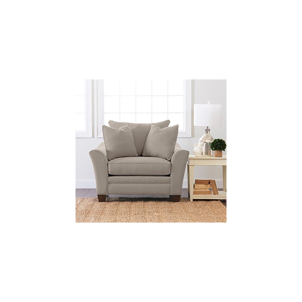 Klaussner Home Furnishings Paxton Accent Armchair with 2 Throw Pillows, 44”L x 53”W x 31”H, Dune