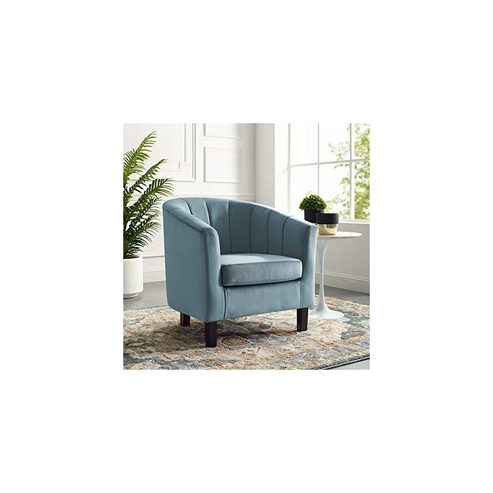Modway Prospect Channel Tufted Upholstered Velvet Armchair, Light Blue