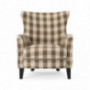 Christopher Knight Home Oliver Farmhouse Armchair, Brown Checkerboard, Dark Brown