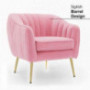 Altrobene Velvet Accent Chair, Modern Living Room Armchair with Gold Finished Legs, Pink