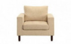 Divano Roma Modern Tufted Linen Fabric Armchair, Living Room Chair  Beige 