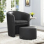 Modway Divulge Faux Leather Armchair and Ottoman Set in Black