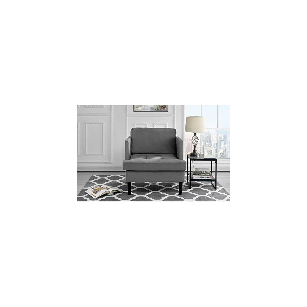 Mid Century Modern Brush Microfiber Armchair, Living Room Accent Chair  Grey 