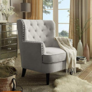Rosevera Home Gustavo Collection Fabric Nailhead Club Chair, Contemporary Accent Chairs, Beige