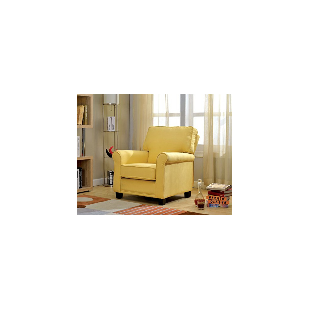 Furniture of America Bettie Transitional Upholstered Accent Chair, Yellow