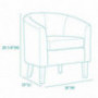 BELLEZE Modern Club Chair Tub Barrel Fabric Seat Armchair Accent Living Room, Grey