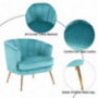 Altrobene Accent Chair, Modern Club Chair with Golden Finished Metal Legs, Velvet Upholstered, Curved Tufted Armchair, for Li