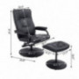 HomCom Ergonomic Faux Leather Lounge Armchair Recliner and Ottoman Set - Black