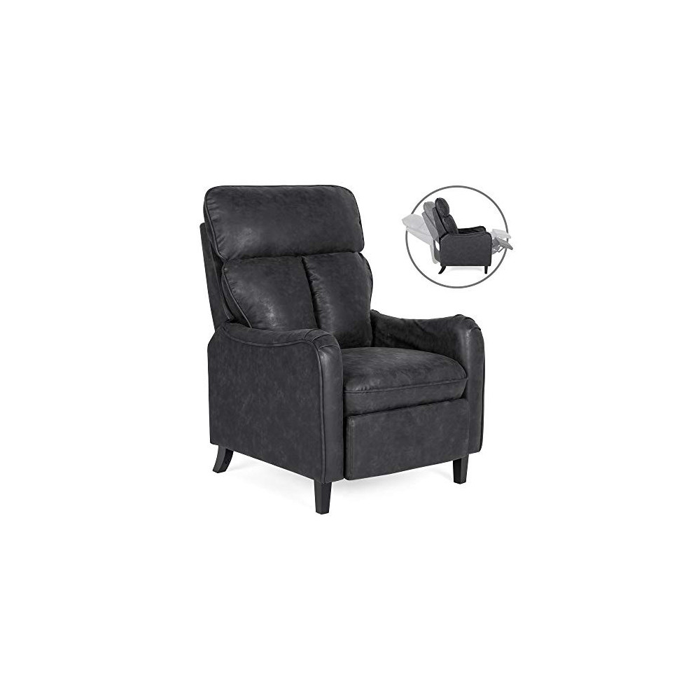 Best Choice Products Upholstered Faux Leather English Roll Arm Chair Recliner w/ 160-Degree Reclining, Leg Rest - Black