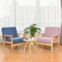 Giantex Mid-Century Modern Child Armchair w/Armrests, Sturdy & Durable Rubber Wood Club Chair w/Cushions, Wood Frame & Linen 