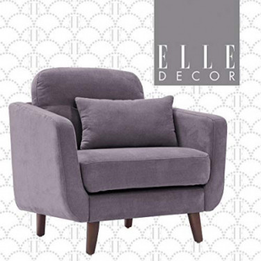 Elle Decor Chloe Upholstered Living Room Armchair, Fabric Couch, Mid-Century Modern Tufted Chair with Padded Back Cushion, Ar