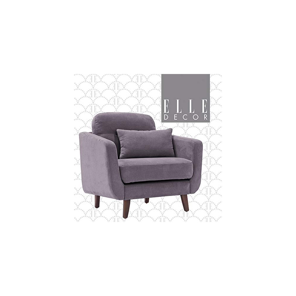 Elle Decor Chloe Upholstered Living Room Armchair, Fabric Couch, Mid-Century Modern Tufted Chair with Padded Back Cushion, Ar