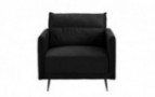 Mid-Century Upholstered 35.4" inch Velvet Armchair, Living Room Accent Chair  Black 