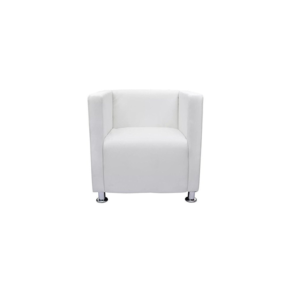vidaXL Artificial Leather Armchair Tub Club Barrel Design Chair White Modern Room Seat